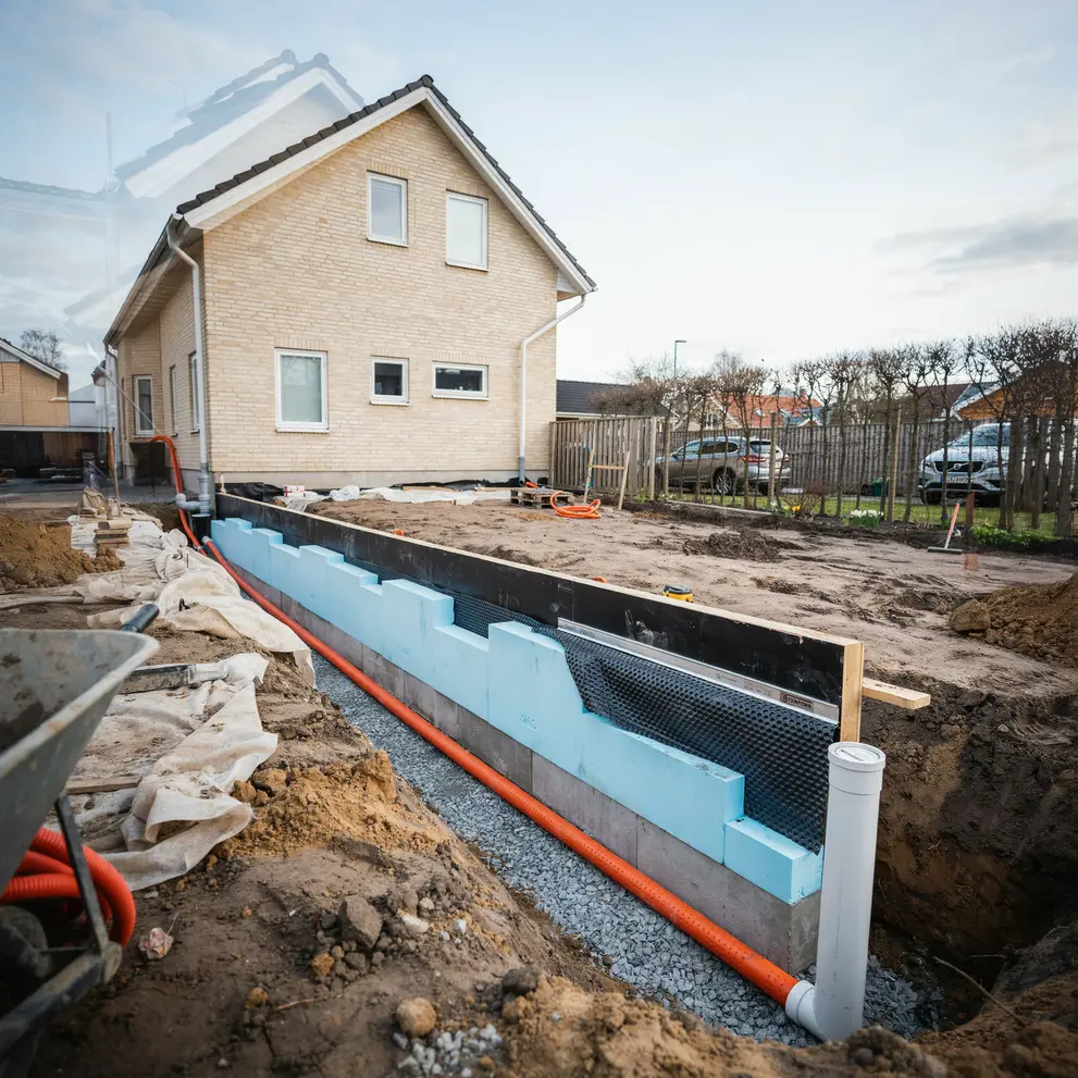dranering tillaggsisolering husgrund trelleborg skane